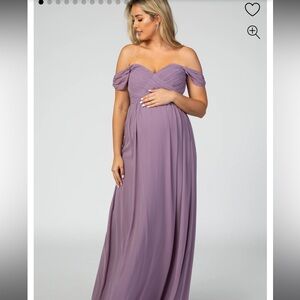 PinkBlush Lavender Off Shoulder Chiffon Maxi Maternity Dress